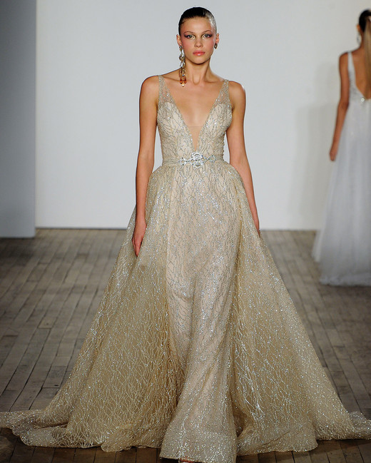 Sheath Gold Wedding Dress